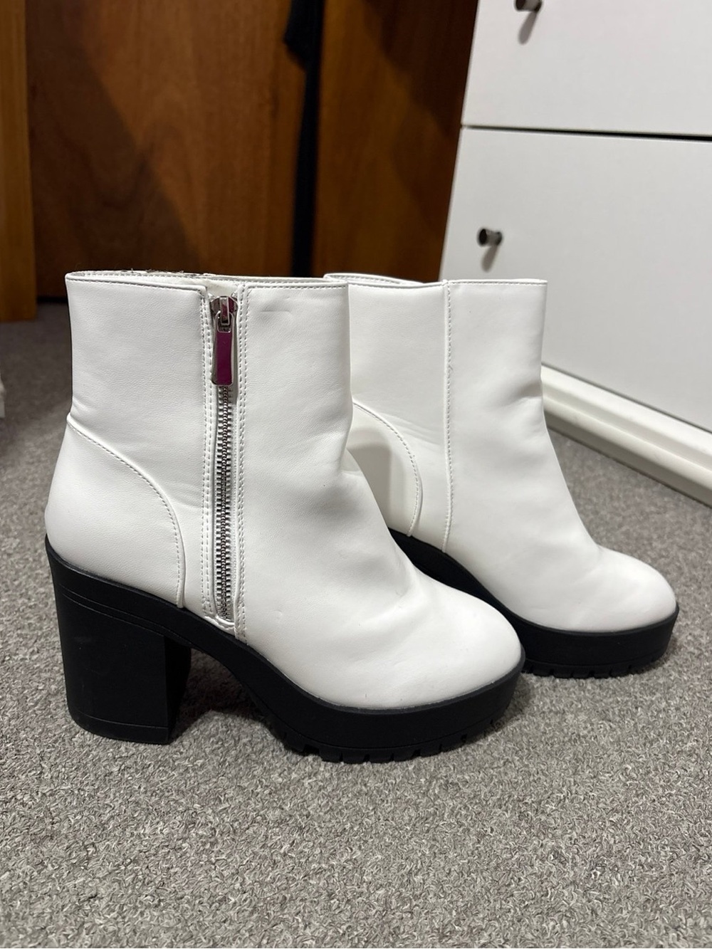 French Connection White Ankle Boots